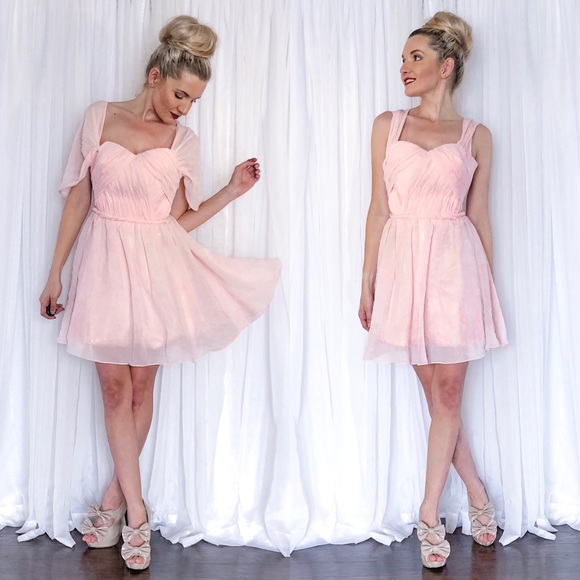 Custom Made Dresses & Skirts - Pink Chiffon Whimsical Illusion Drape Back Dress